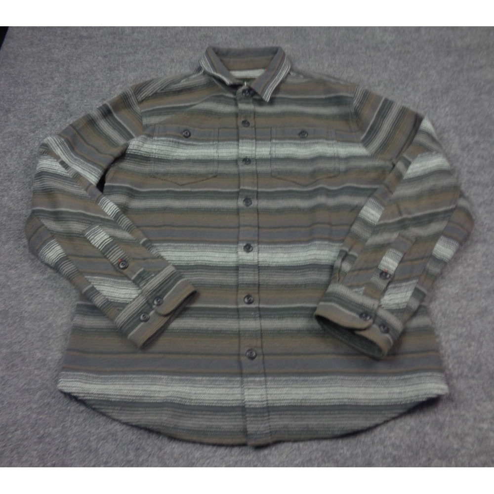 Howler Bros Shirt Mens M Gray Striped Rodanthe Blanket Flannel Heavy